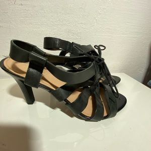 Franco Sarto leather front tie heels. Size 9.5